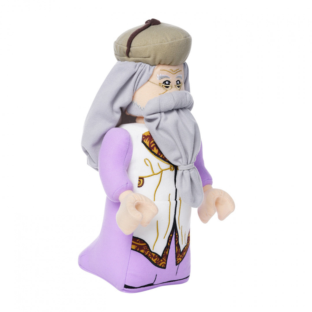 Pluszak Dumbledore LEGO Harry Potter w fioletowej szacie i szarym turbanie z miękkiego materiału