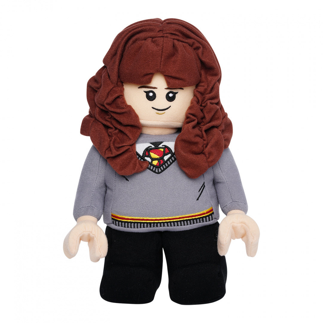 Pluszak Hermiona Granger LEGO w szarej bluzie z logo Hogwartu i brązowymi włosami