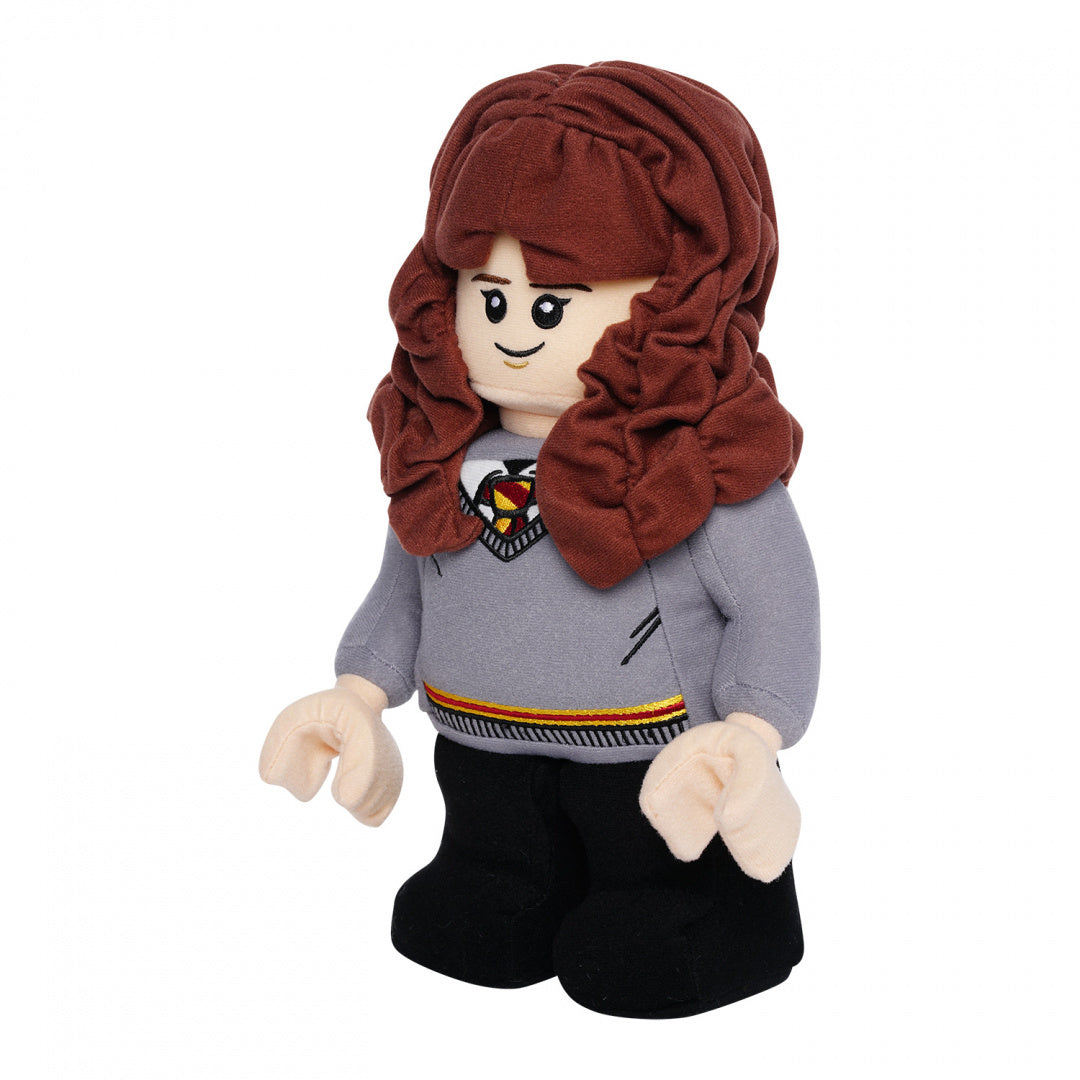 Pluszak Hermiona Granger LEGO w szarej bluzie i czarnych spodniach z rudymi włosami