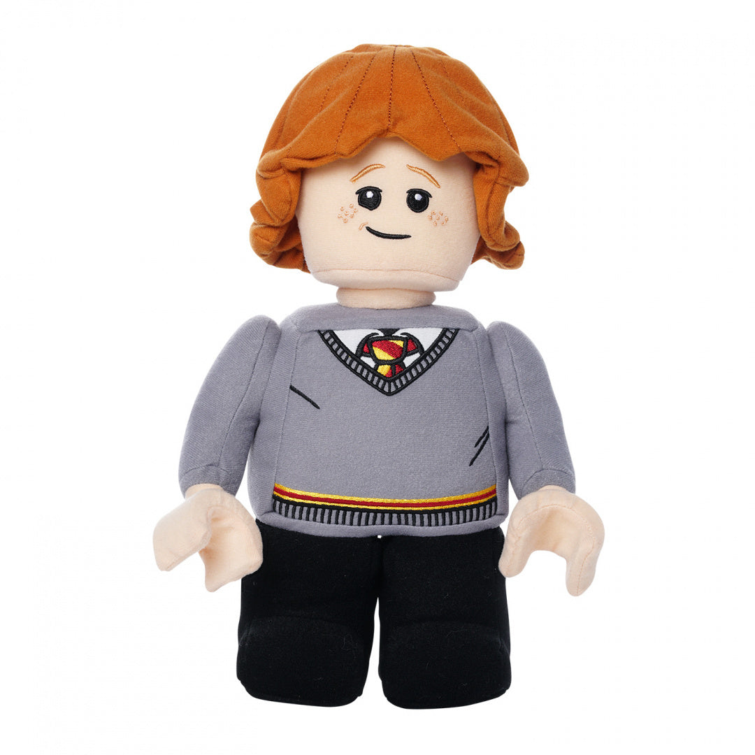 Pluszak Ron Weasley LEGO w szarej bluzie i czarnych spodniach z rudymi włosami