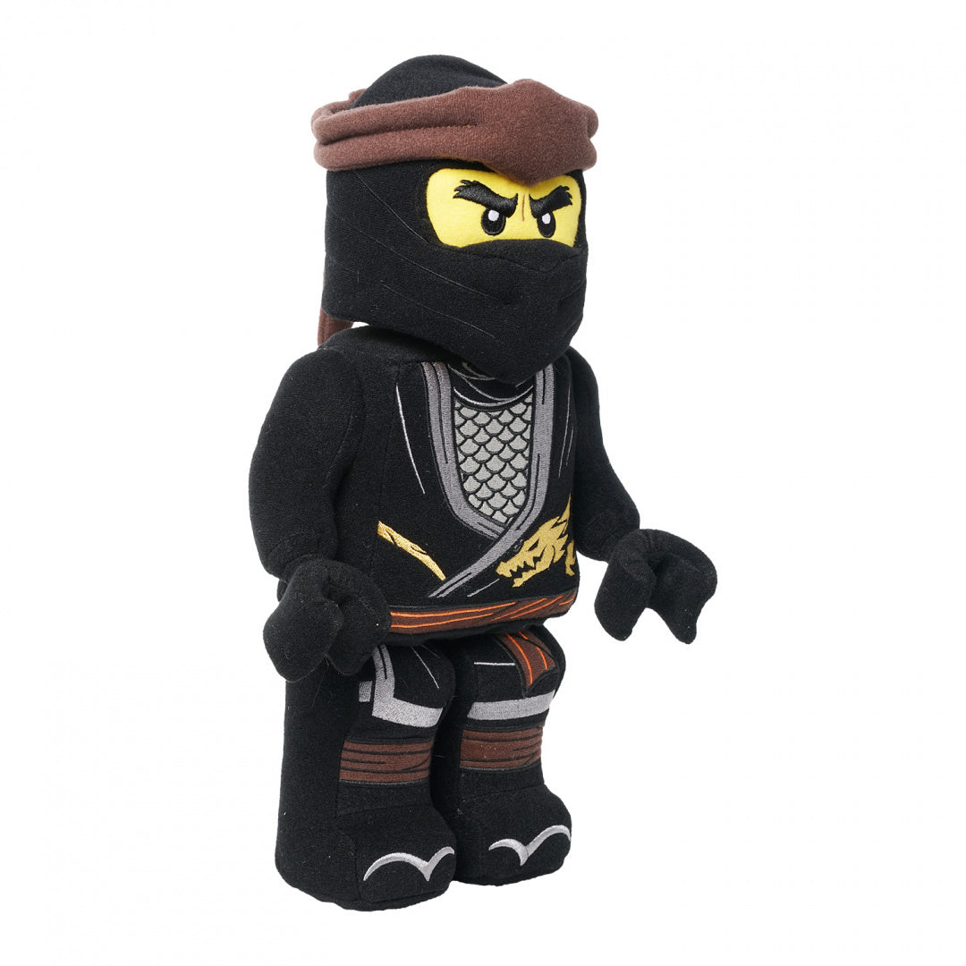 Pluszak LEGO Ninjago Cole w czarnym stroju ninja z wyrazem złości na twarzy