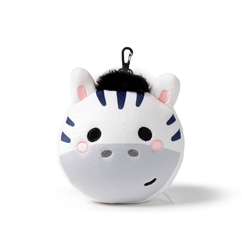 Pluszowa poduszka podróżna z opaską na oczy w kształcie głowy zebry firmy Puckator