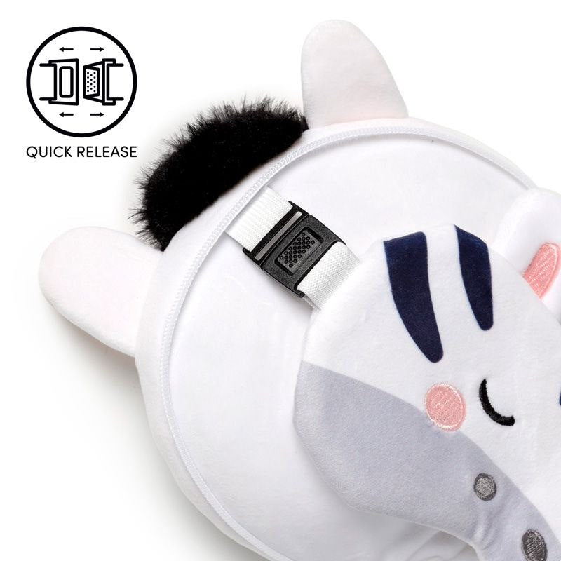 Pluszowa poduszka podróżna z opaską na oczy w kształcie kota z miękkiego materiału od Puckator