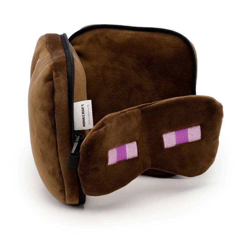 Pluszowa poduszka podróżna Enderman w brązowym kolorze z fioletowymi oczami z Minecraft