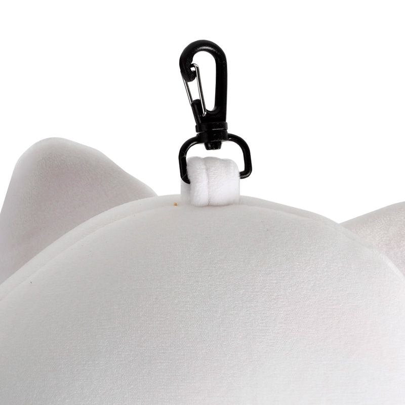 Pluszowa poduszka podróżna z opaską i karabińczykiem do łatwego mocowania