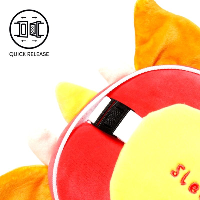 Pluszowa poduszka podróżna dla dzieci w kształcie słoneczka z łatwym zapięciem Puckator