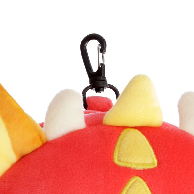 Pluszowa poduszka podróżna dla dzieci w kształcie czerwonego dinozaura z zaczepem