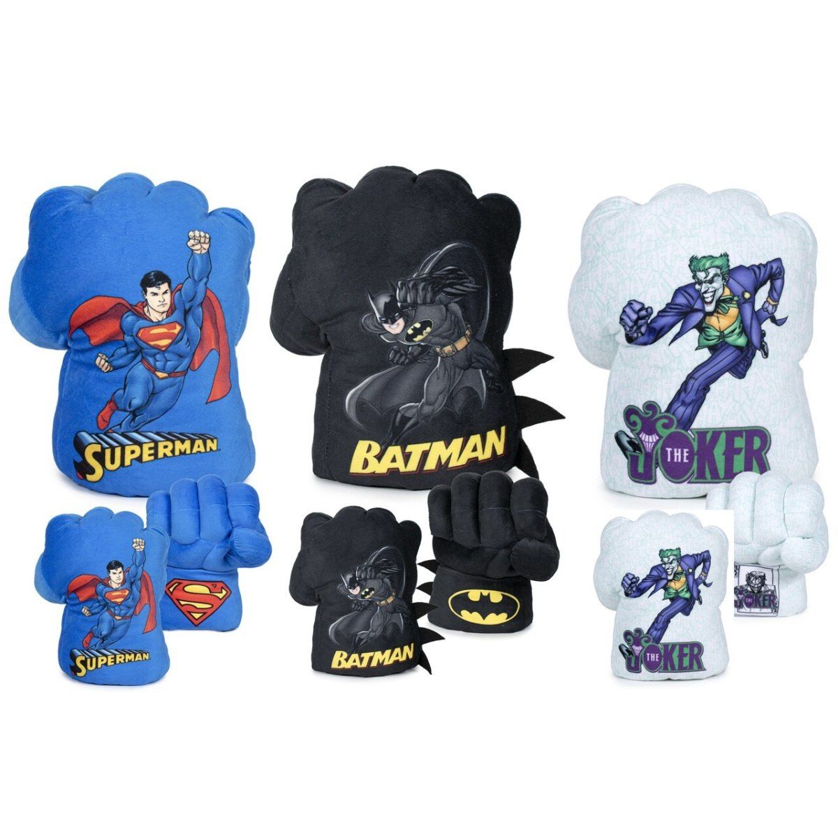 pluszowa rękawica DC Super Heroes z nadrukiem Superman, Batman i Joker od BV JACOB COMPANY