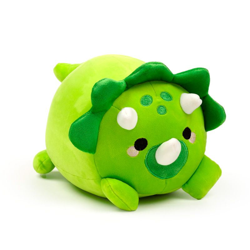 Miękka zielona poduszka podróżna dla dzieci dinozaur w kształcie uroczego triceratopsa