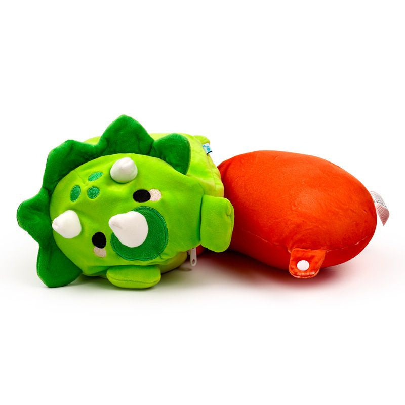 Poduszka podróżna dla dzieci dinozaur w kształcie zielonego dinozaura z miękkim pomarańczowym oparciem