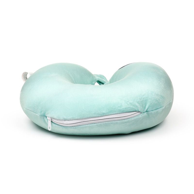 Pluszowa poduszka podróżna dla dzieci w kolorze mięty z zamkiem i miękkim materiałem