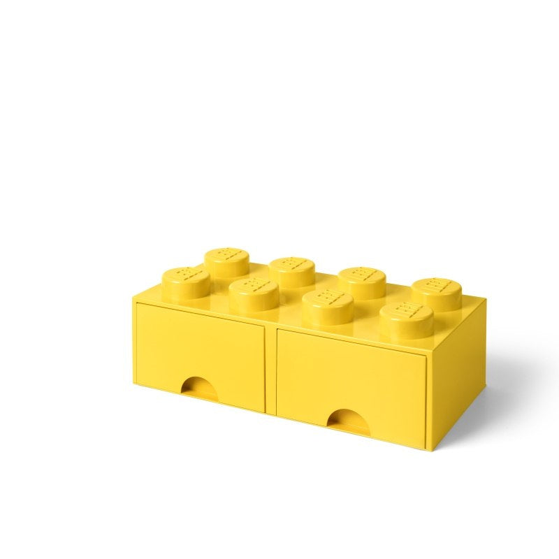 Żółta szuflada LEGO Brick 8 z 2 przegródkami do przechowywania klocków i drobiazgów