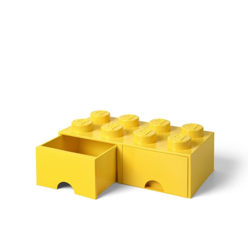 Szuflada LEGO Brick 8 żółta do przechowywania klocków z otwartą jedną szufladą
