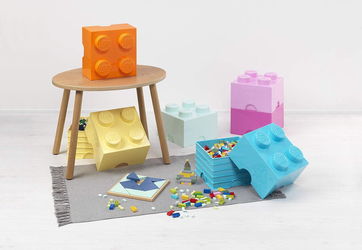 Pojemnik LEGO różowy w kształcie klocka do przechowywania zabawek i klocków