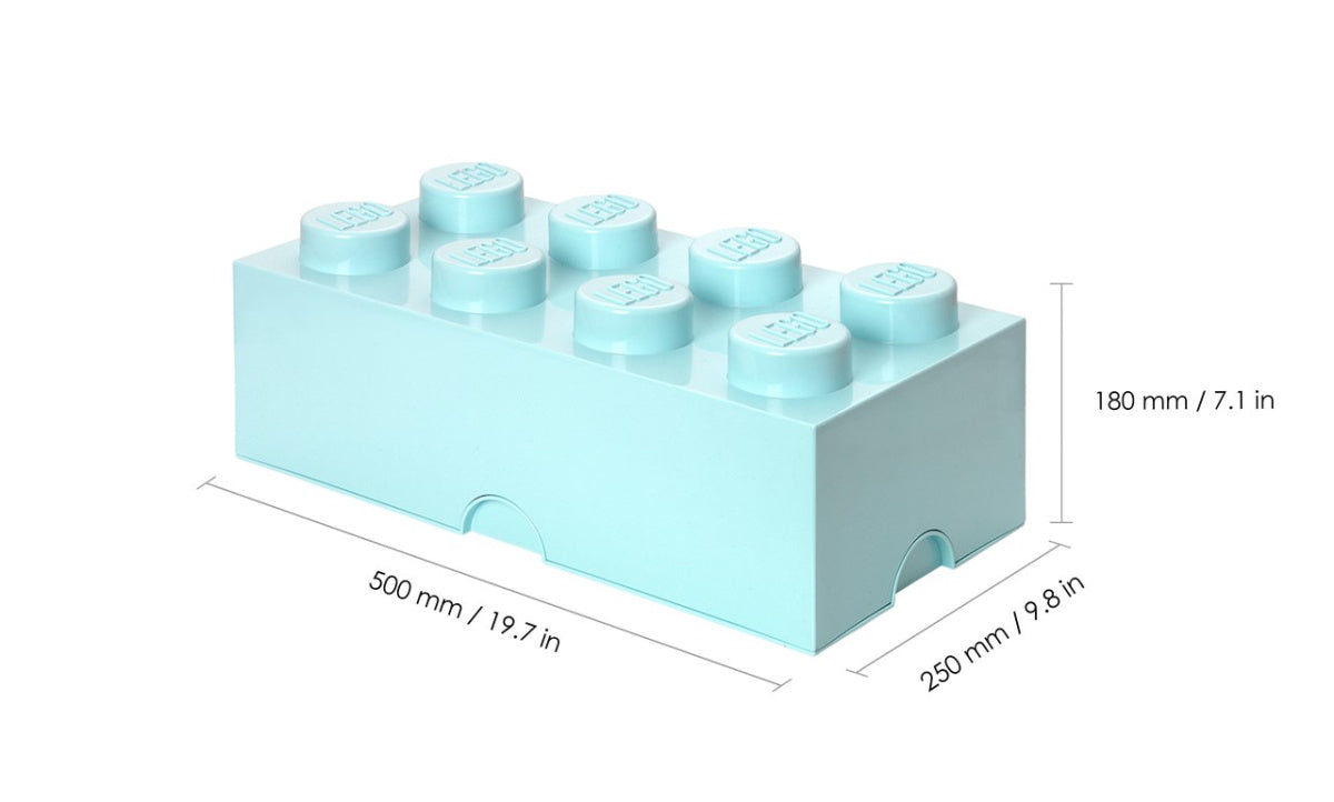 Pojemnik LEGO Brick 8 morski w kształcie klocka z wymiarami 50x25x18 cm do przechowywania zabawek