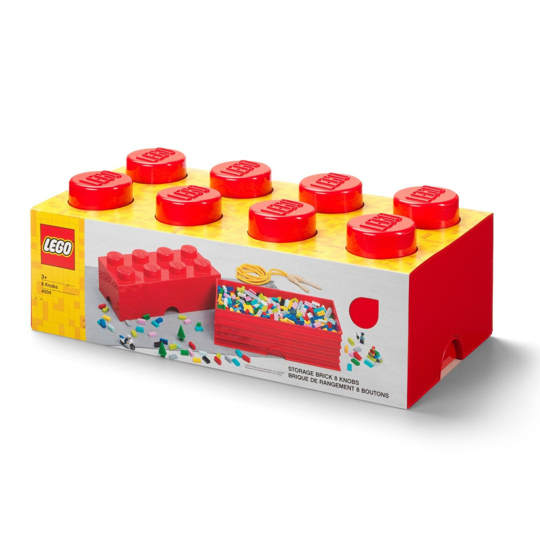Czerwony pojemnik LEGO Brick 8 czerwony do przechowywania klocków LEGO z pokrywką