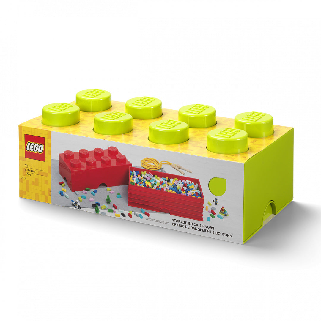 Pojemnik LEGO klocek jasnozielony do przechowywania klocków z 8 jasnozielonymi wypustkami