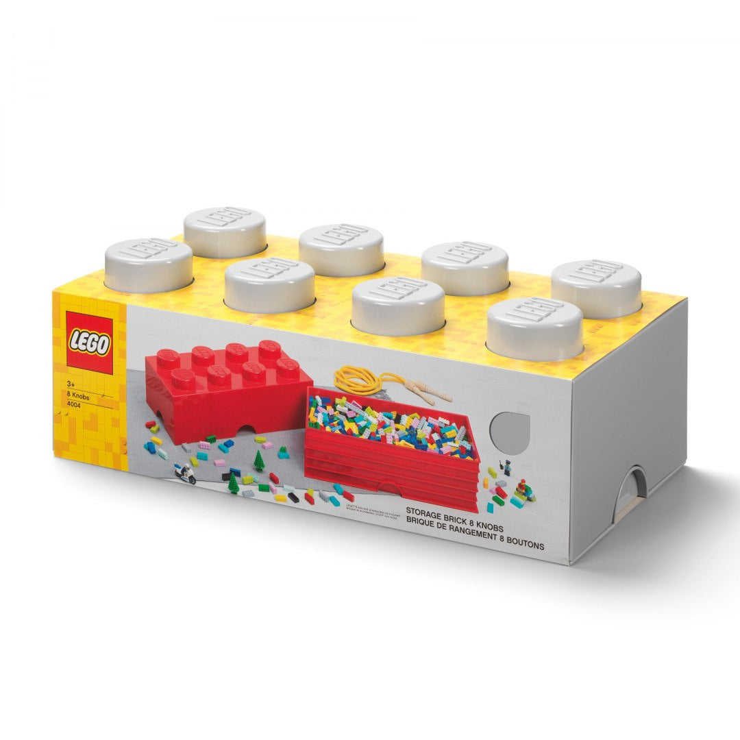 Pojemnik LEGO Brick 8 szary do przechowywania klocków z ośmioma szarymi wypustkami