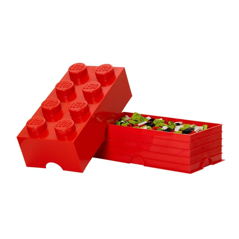 Pojemnik LEGO Brick 8 czerwony w formie klocka do przechowywania małych elementów LEGO