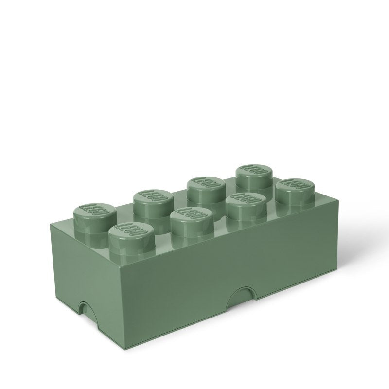 Pojemnik LEGO Brick 8 oliwkowy w kształcie klocka z wypukłymi elementami na górze