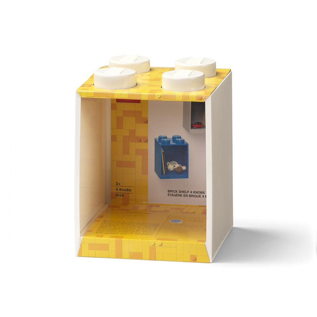 Półka LEGO Brick 4 biała z elementami przypominającymi klocki LEGO do przechowywania