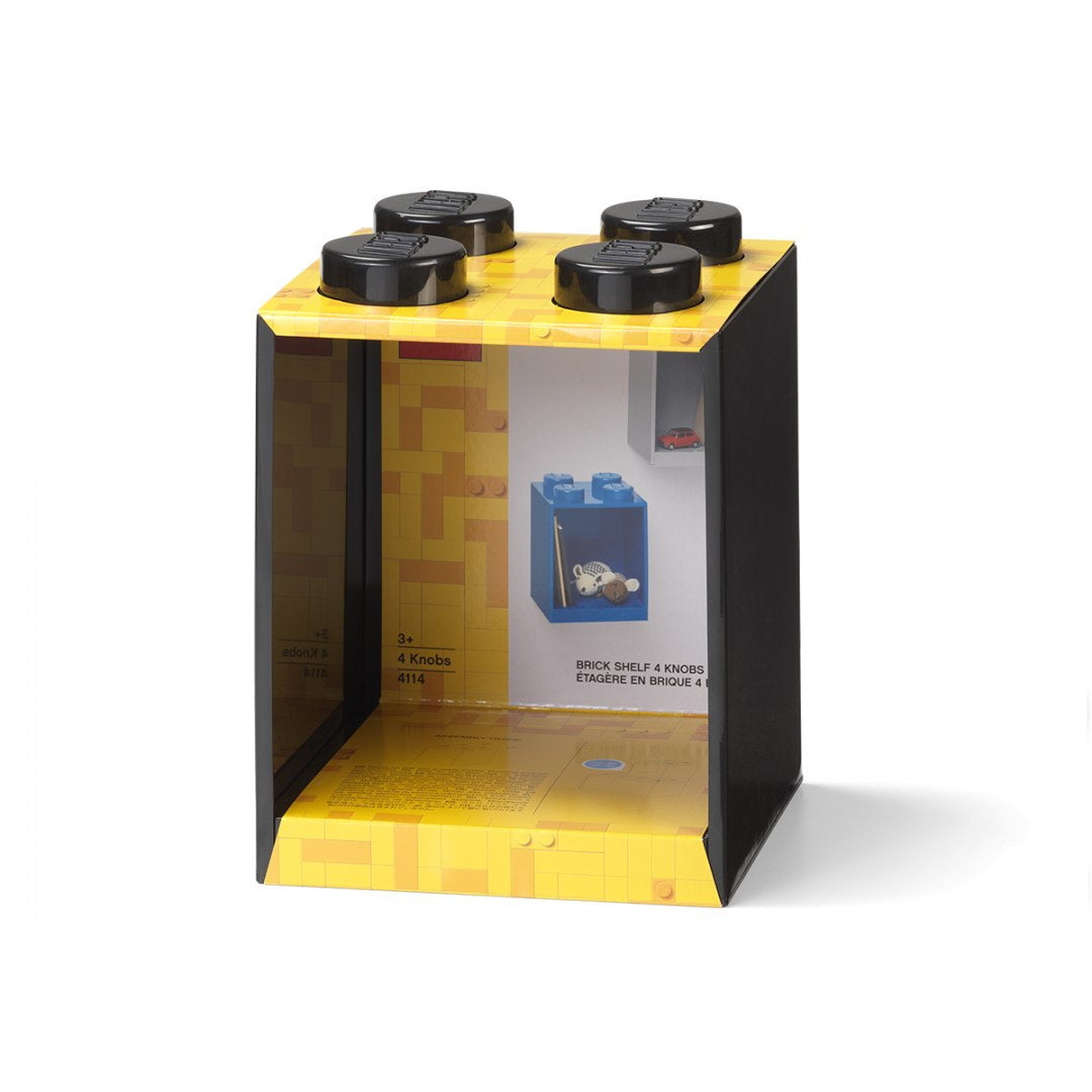 Czarna półka LEGO Brick 4 czarna w kształcie dużej klocka z czterema wystającymi guzikami