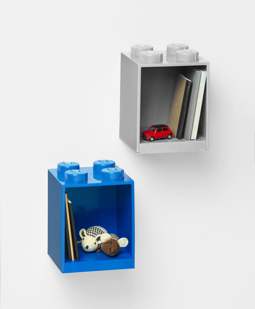 Niebieska półka LEGO Brick 4 do przechowywania książek i zabawek na ścianie