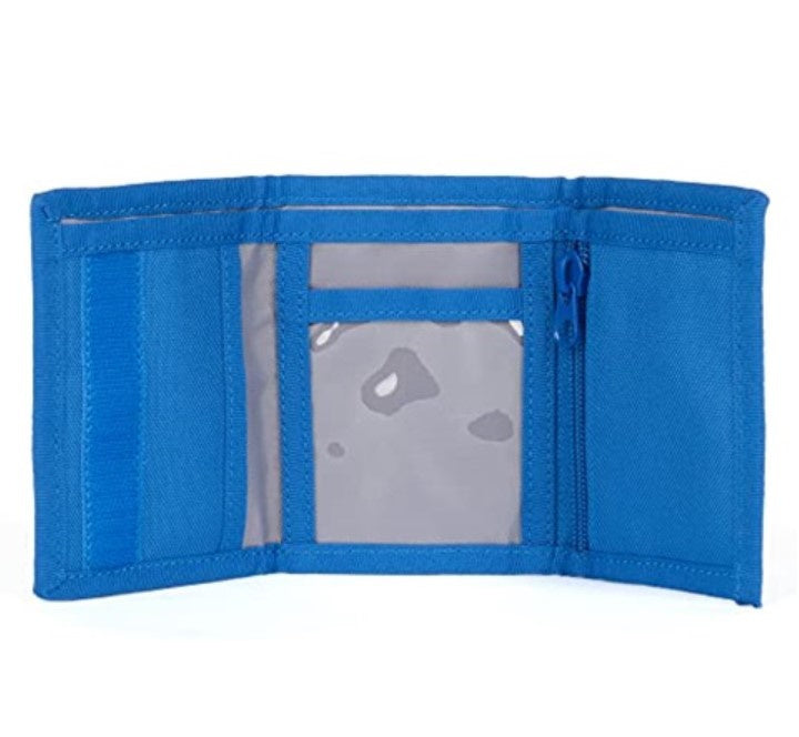 Niebieski portfel LEGO City dla dzieci z przegródkami i przezroczystym miejscem na identyfikator