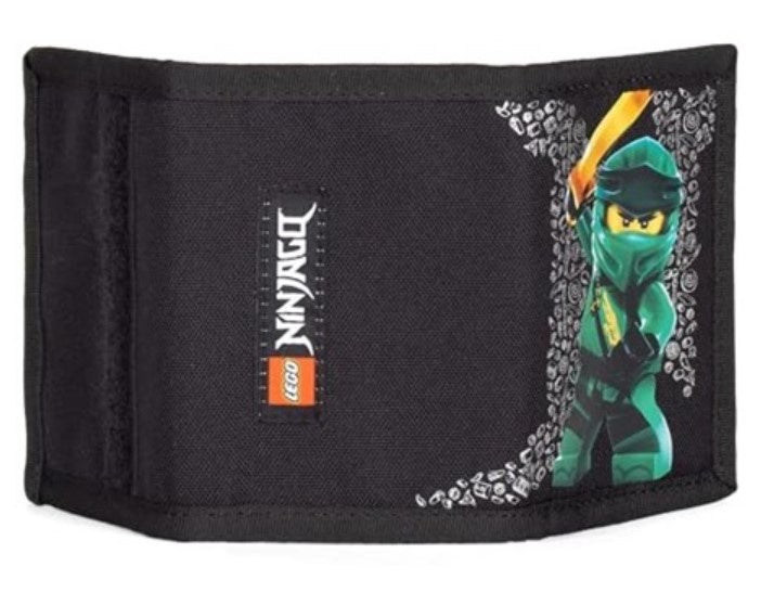 Czarny portfel LEGO Ninjago Lloyd z grafiką zielonego ninja i logo Ninjago