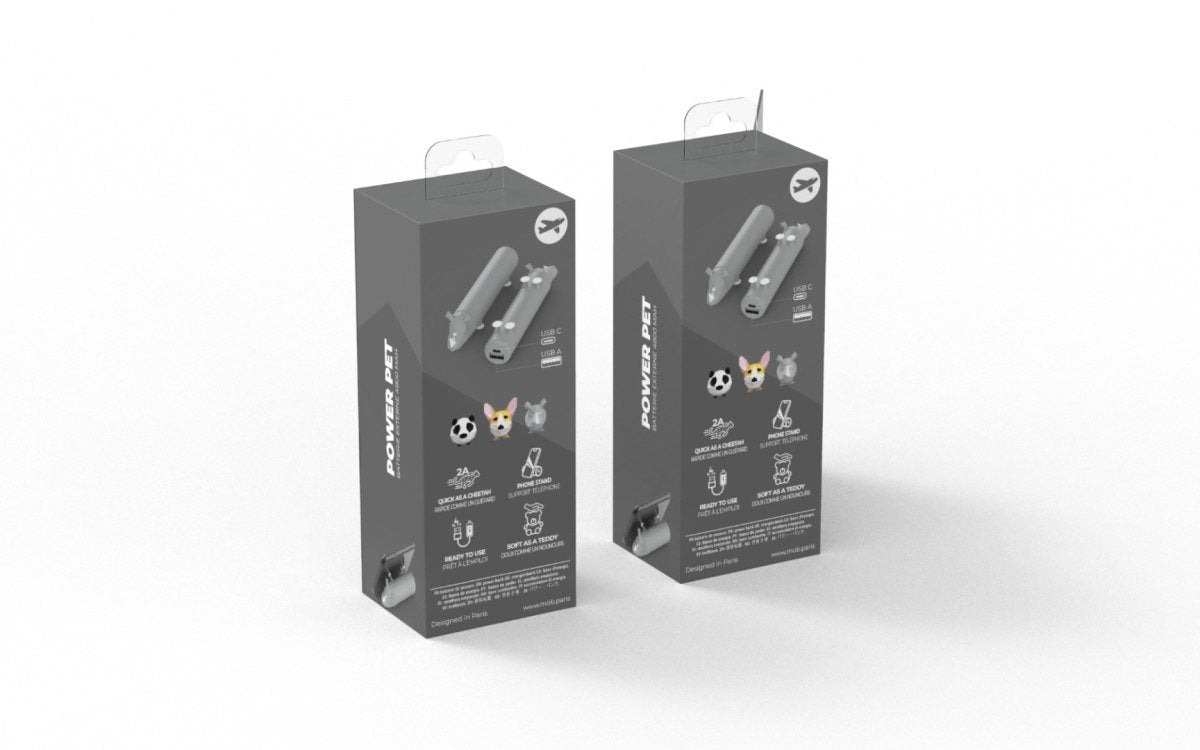 Opakowanie powerbank nosorożec 4800 mAh marki Yamann z widoczną grafiką produktu i opisem funkcji