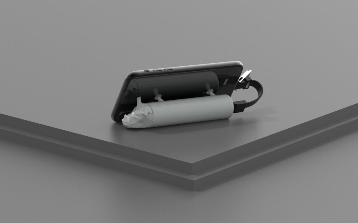 Powerbank nosorożec 4800 mAh firmy Yamann w czarnym etui z kablem USB