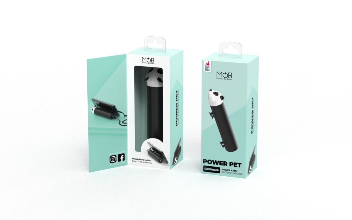 powerbank panda 4800 mah Yamann w kształcie pandy z opakowaniem w kolorze miętowym