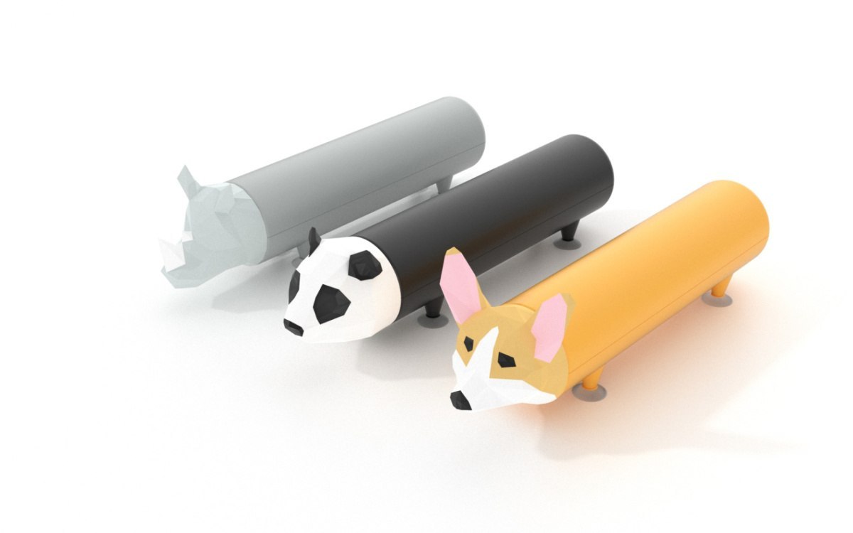 Powerbank panda 4800 mah w kształcie zwierząt z serii Yamann w szarym, czarnym i pomarańczowym kolorze