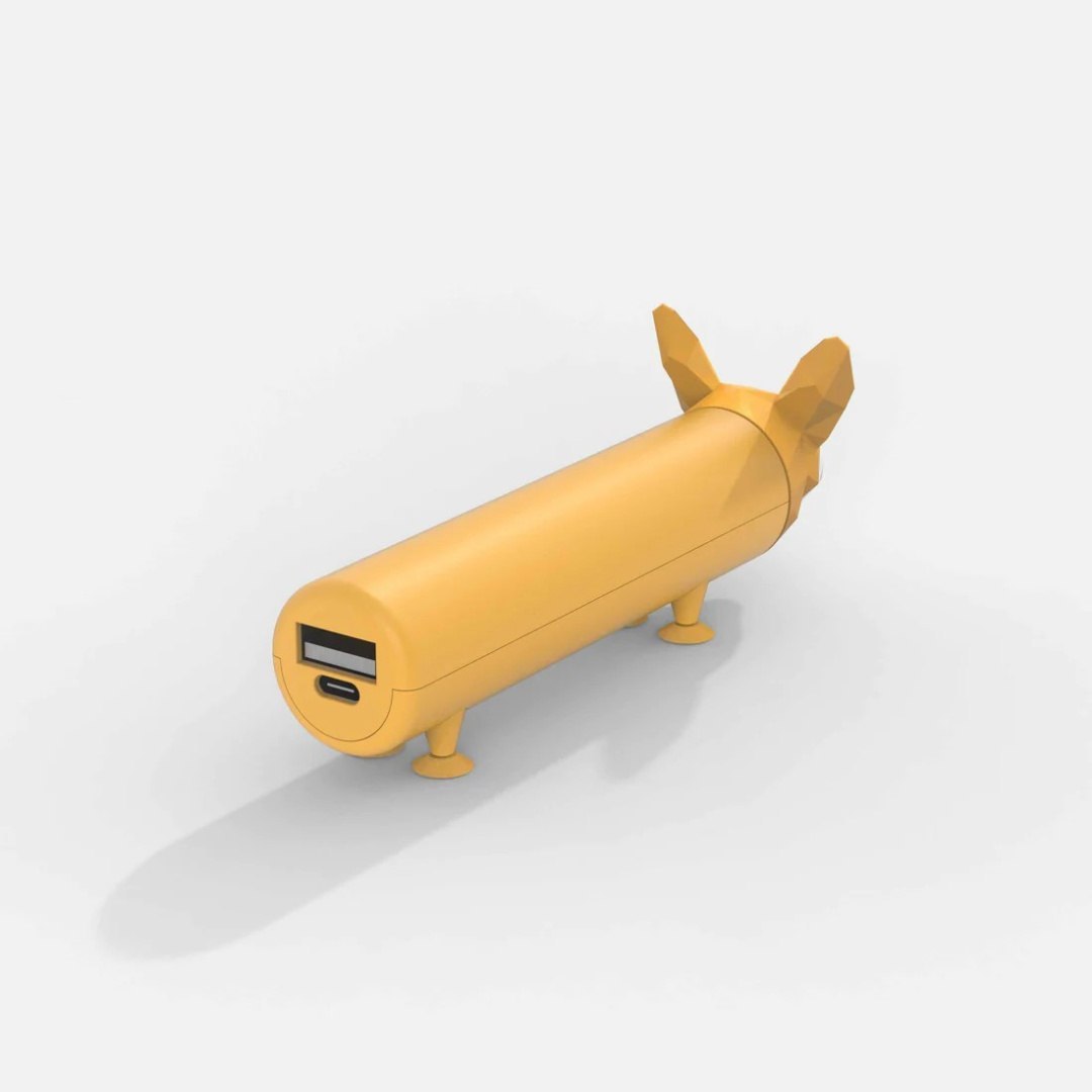 Powerbank piesek corgi w kształcie żółtego psa z portem USB i USB-C od Yamann
