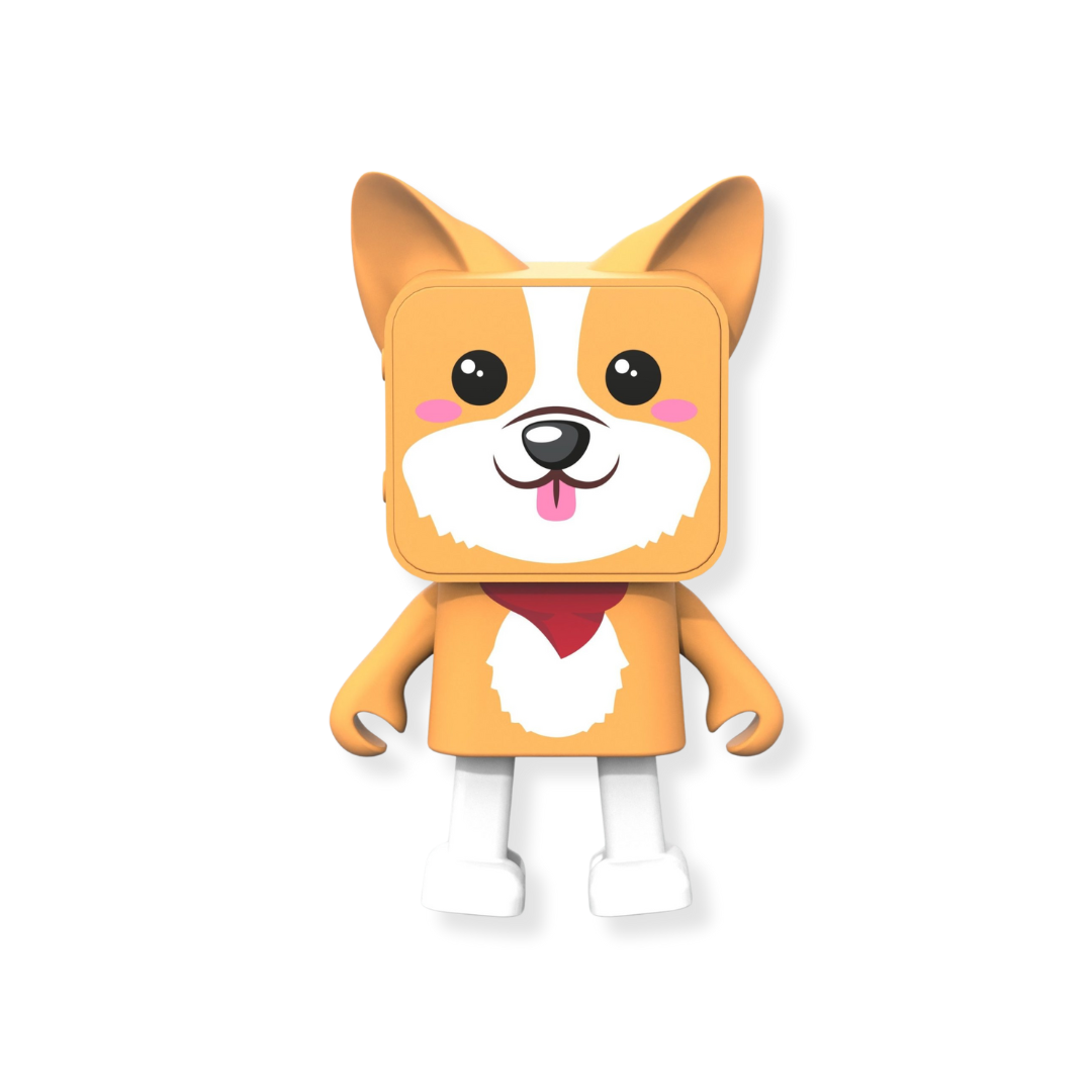 Głośnik bezprzewodowy corgi w kształcie uroczego psa z pomarańczowym futerkiem i białymi detalami