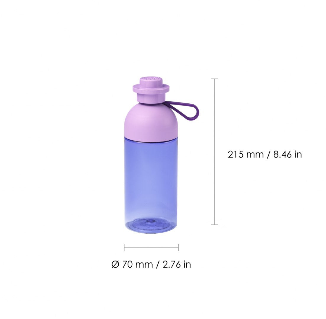 Butelka LEGO 500 ml fioletowa z plastikową nakrętką i paskiem do przenoszenia