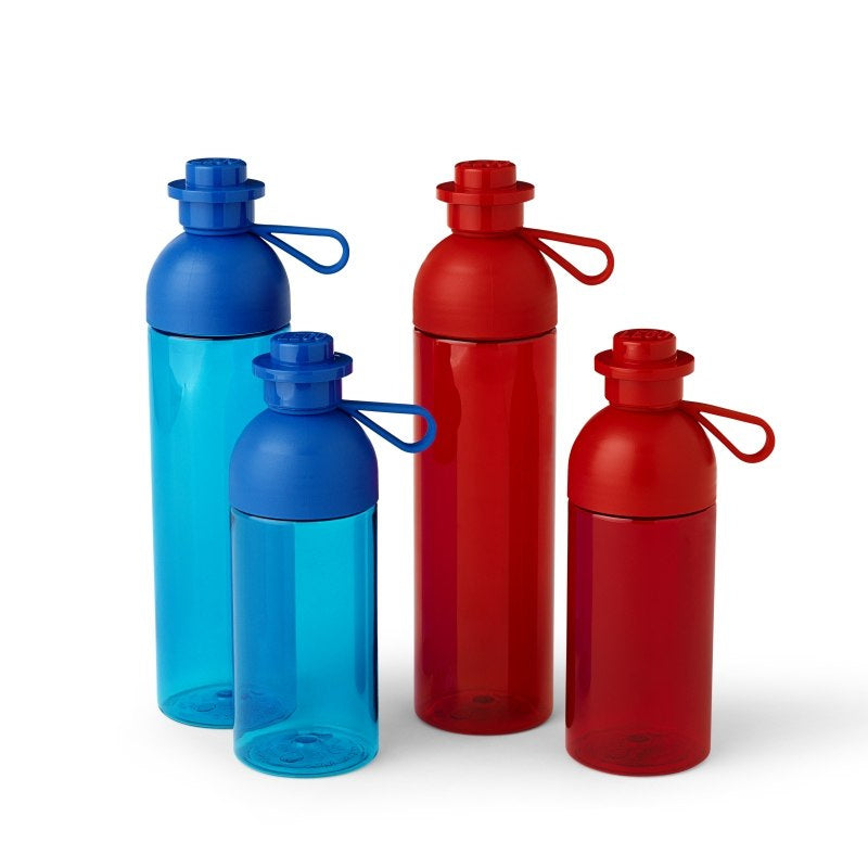 Zestaw butelek LEGO 500 ml w kolorze czerwonym i niebieskim z zakrętkami i uchwytami