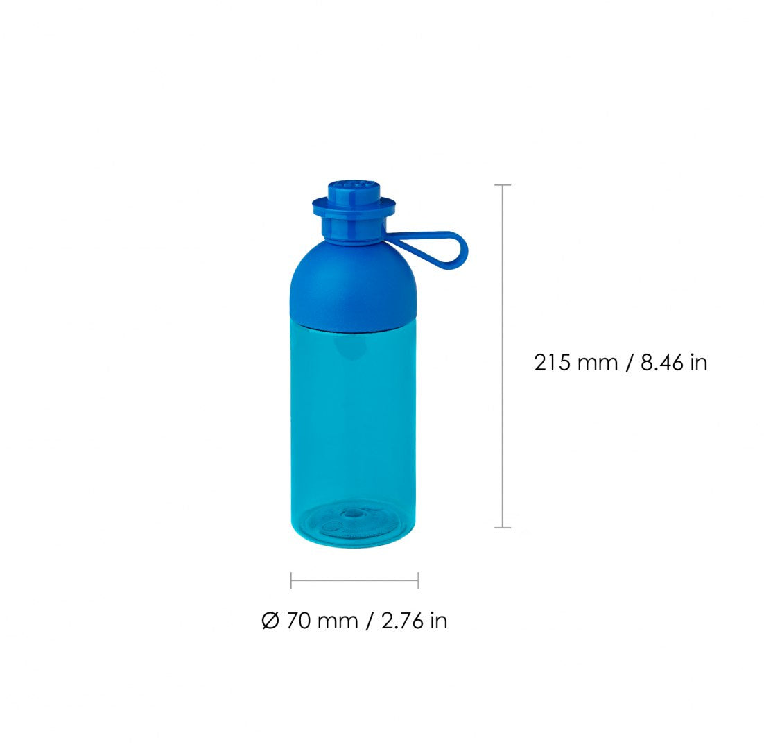 Niebieska butelka LEGO 500 ml z zamknięciem na wkręcanie i praktycznym uchwytem