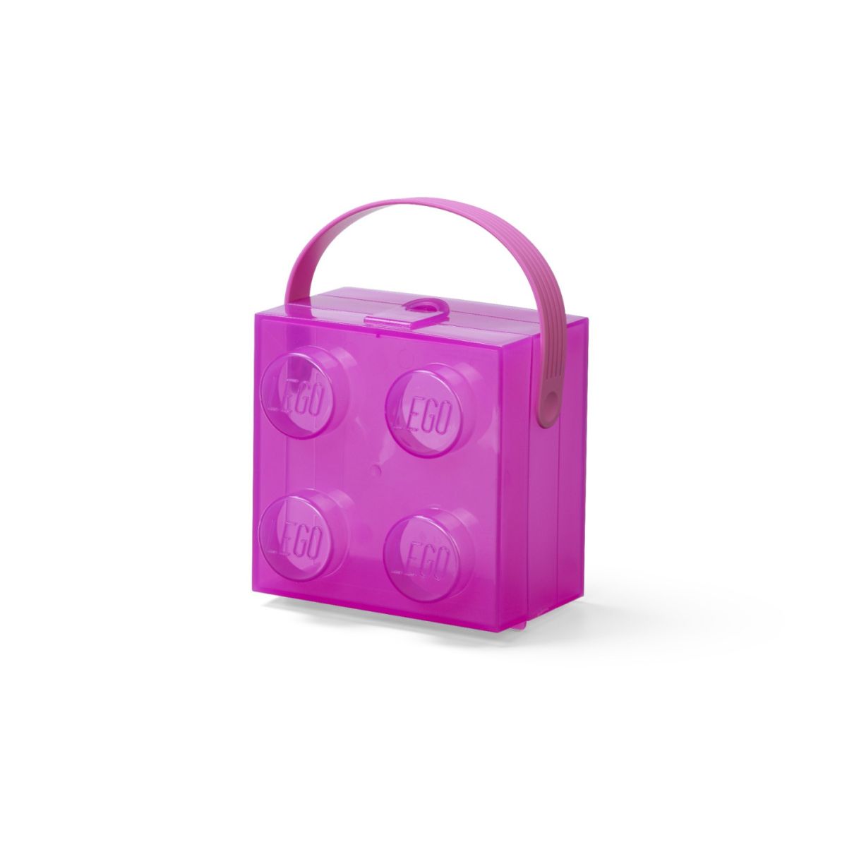 Przezroczysty lunchbox LEGO dla dzieci w kolorze różowym z wygodnym uchwytem