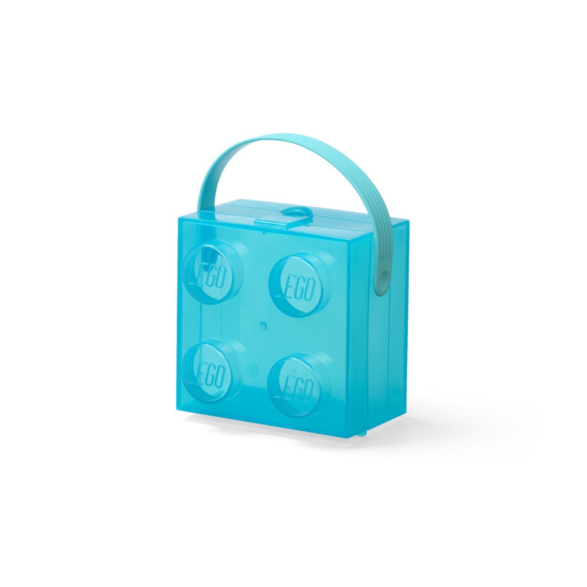Przezroczysty lunchbox LEGO dla dzieci w kształcie klocka z uchwytem do przenoszenia