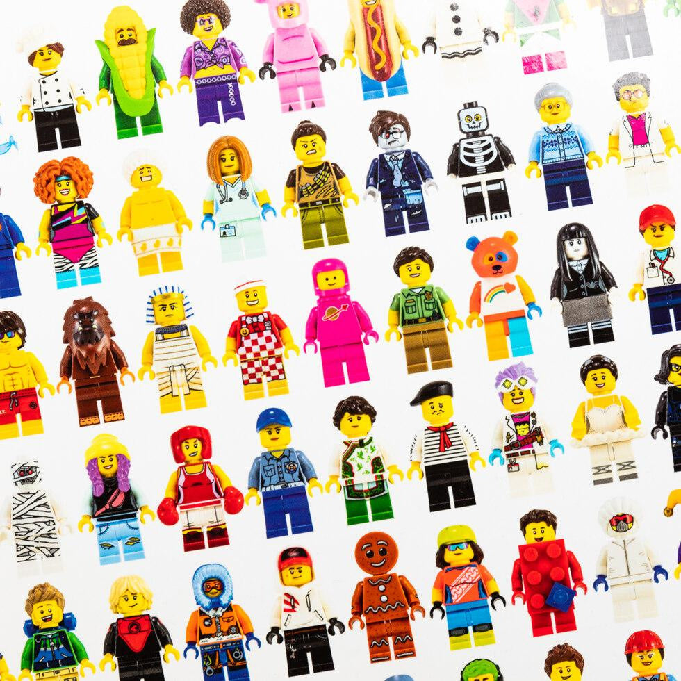 Puzzle LEGO minifigurki 1000 elementów z różnorodnymi kolorowymi postaciami LEGO
