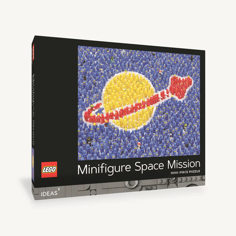 Puzzle LEGO 1000 elementów Minifigure Space Mission z motywem kosmicznym na czarnym opakowaniu