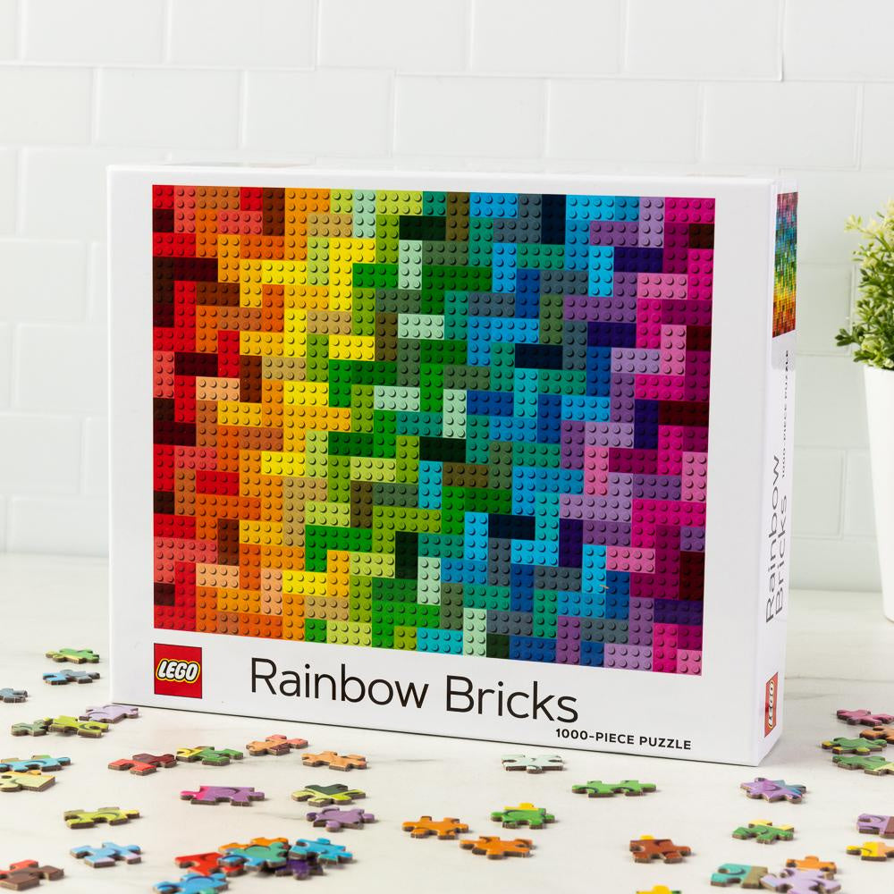 Puzzle LEGO 1000 elementów Rainbow Bricks z kolorowymi klockami ułożonymi w tęczę