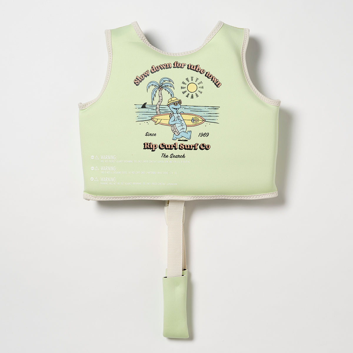Yamann zielona kamizelka do pływania dla dzieci z nadrukiem surfera i palm na plaży