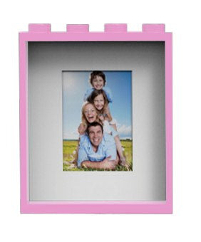 Różowa ramka LEGO na zdjęcia różowa z miejscem na pionowe zdjęcie rodziny