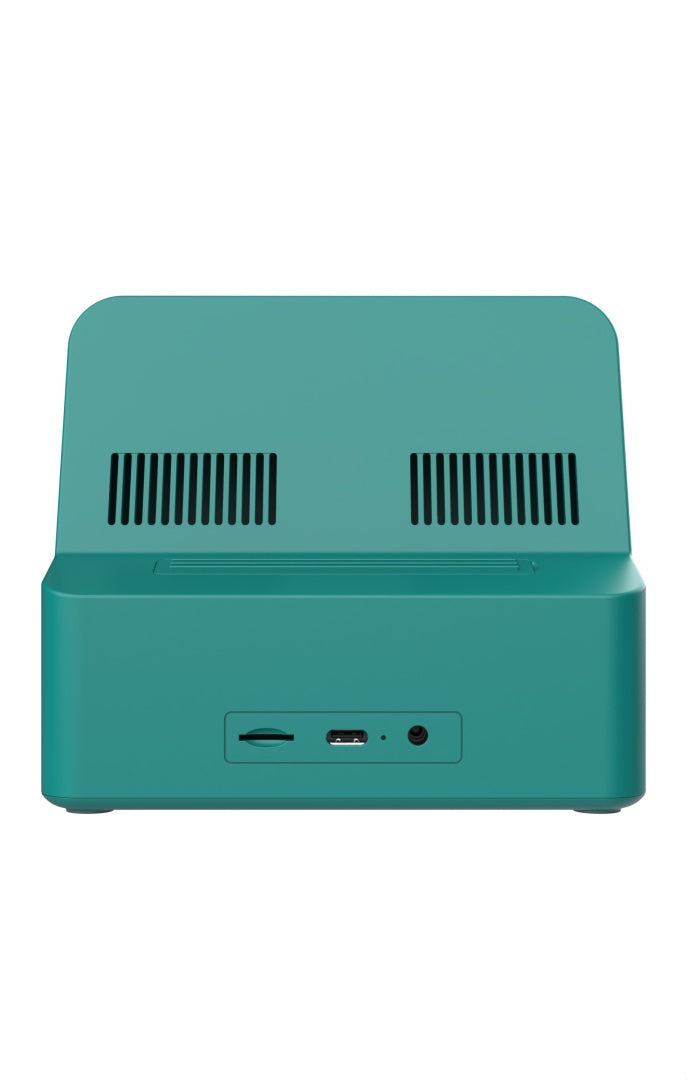 Yamann retro głośnik bezprzewodowy w zielonym kolorze z portami USB i kartą pamięci