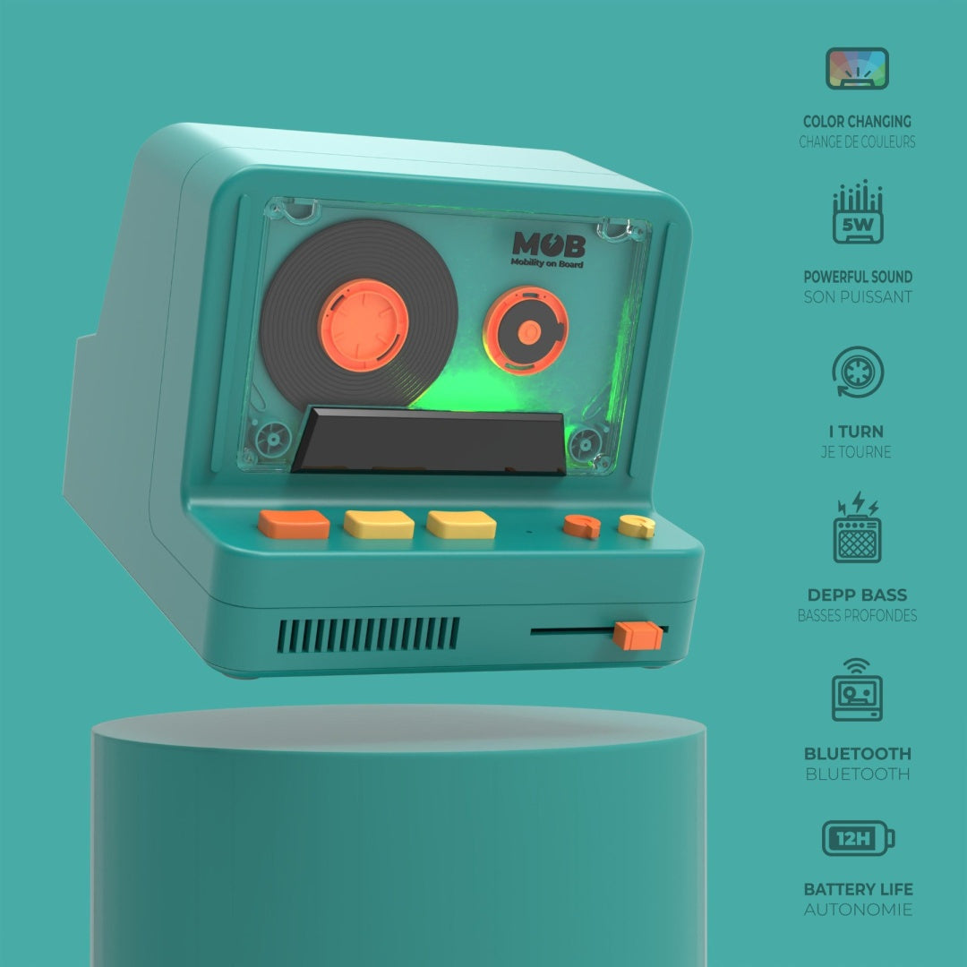 retro głośnik bezprzewodowy Yamann w stylu vintage z kolorowym podświetleniem i funkcją Bluetooth