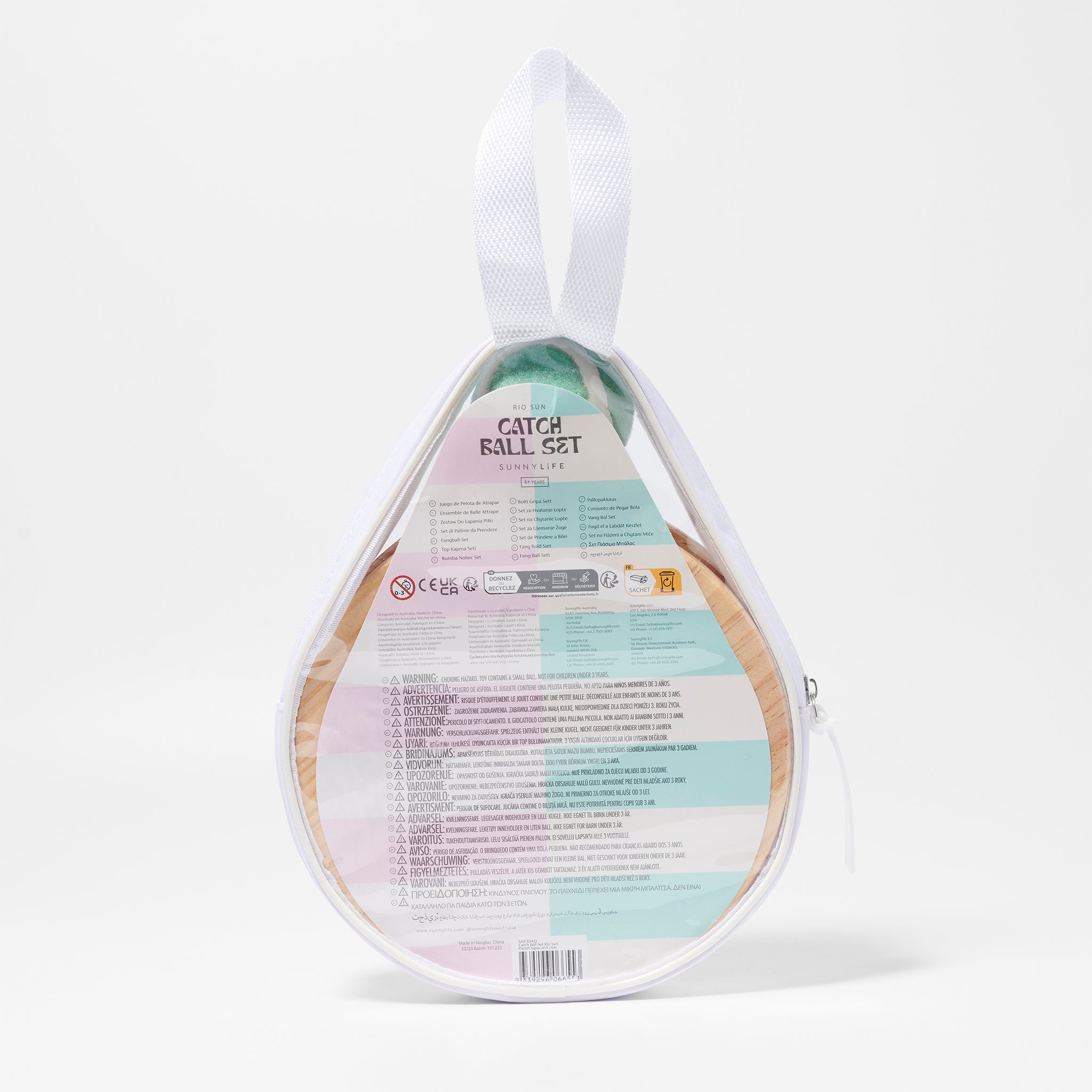 Zestaw do gry w piłkę plażową SUNNY LIFE w przezroczystym etui z białą rączką