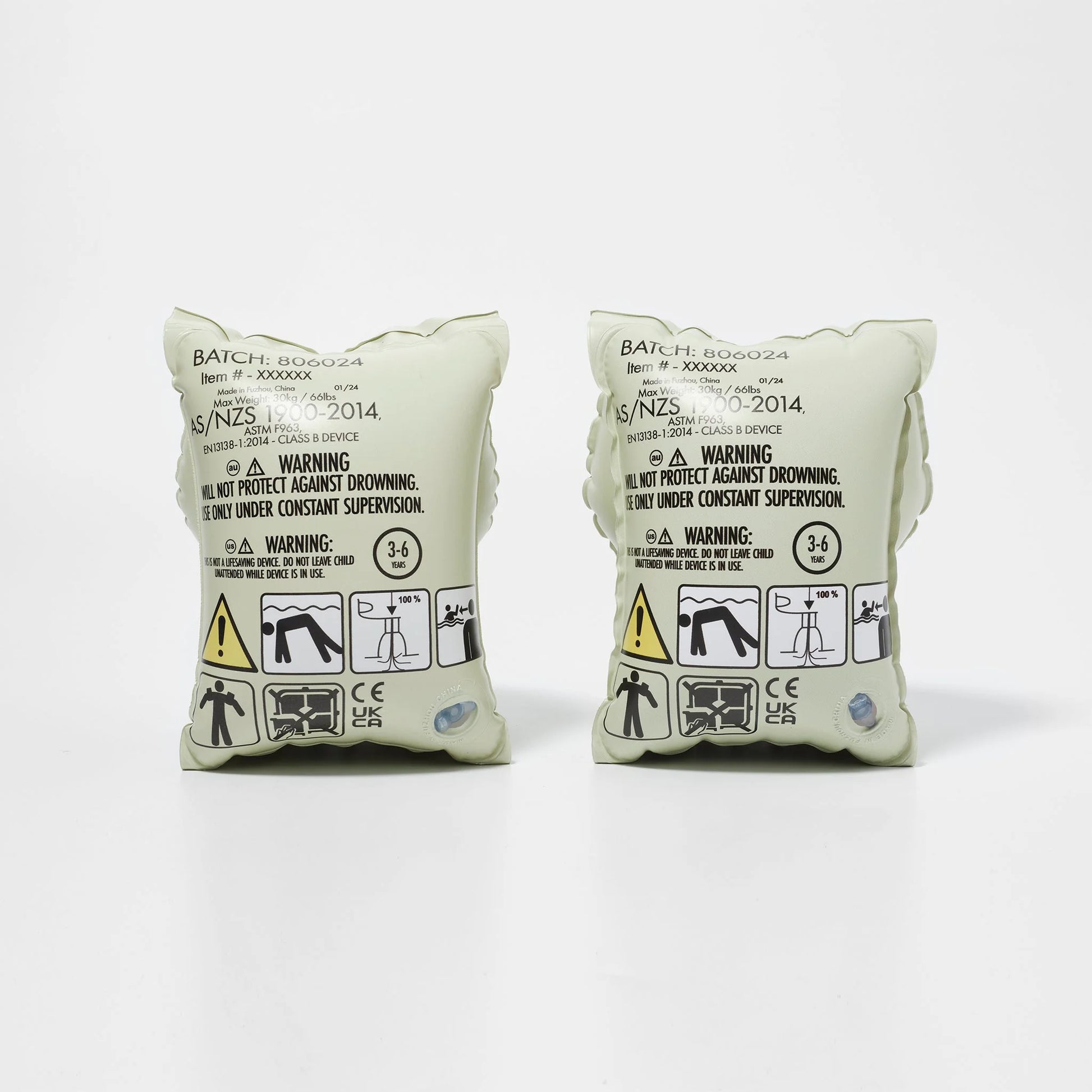 Dmuchane rękawki dla dzieci SUNNY LIFE w jasnym kolorze z instrukcjami bezpieczeństwa