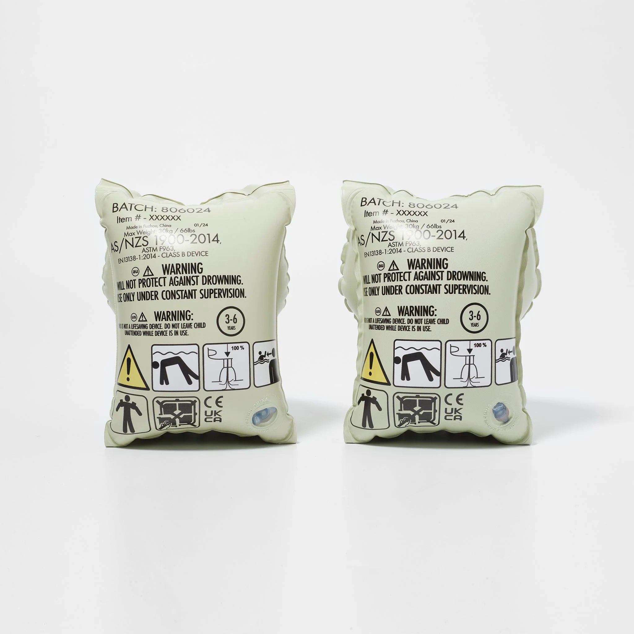 Dmuchane rękawki dla dzieci SUNNY LIFE w jasnym kolorze z instrukcjami bezpieczeństwa